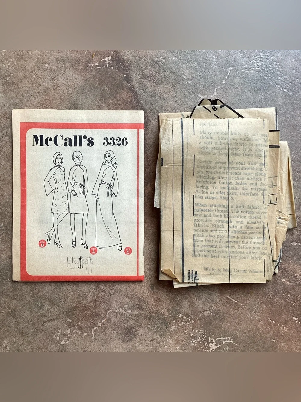 Vintage 1973 McCall's 3326 Sewing Pattern Misses' Dress or Smock, 70s